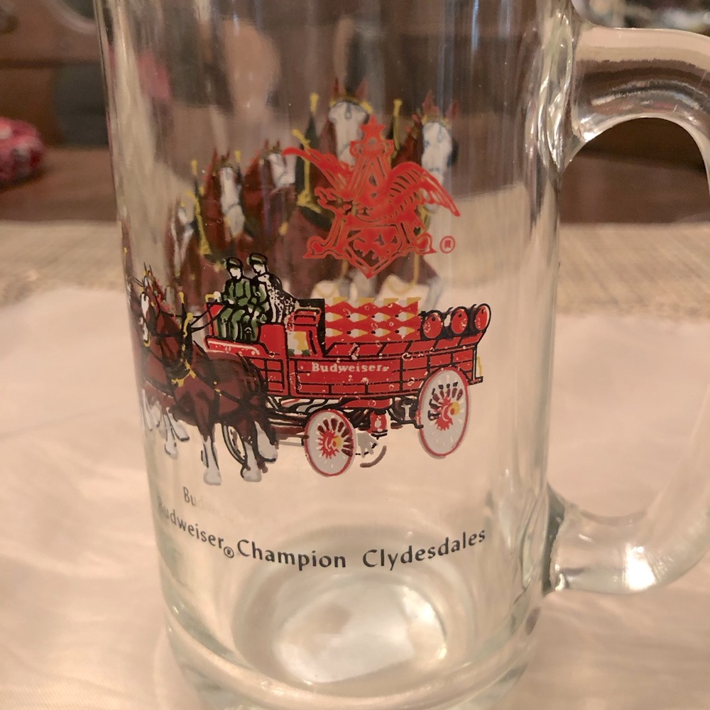 Budweiser glass beer stein vintage
